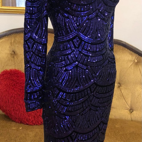 Dress the population purple sequin dress, knee length, XS excellent - Picture 4 of 10